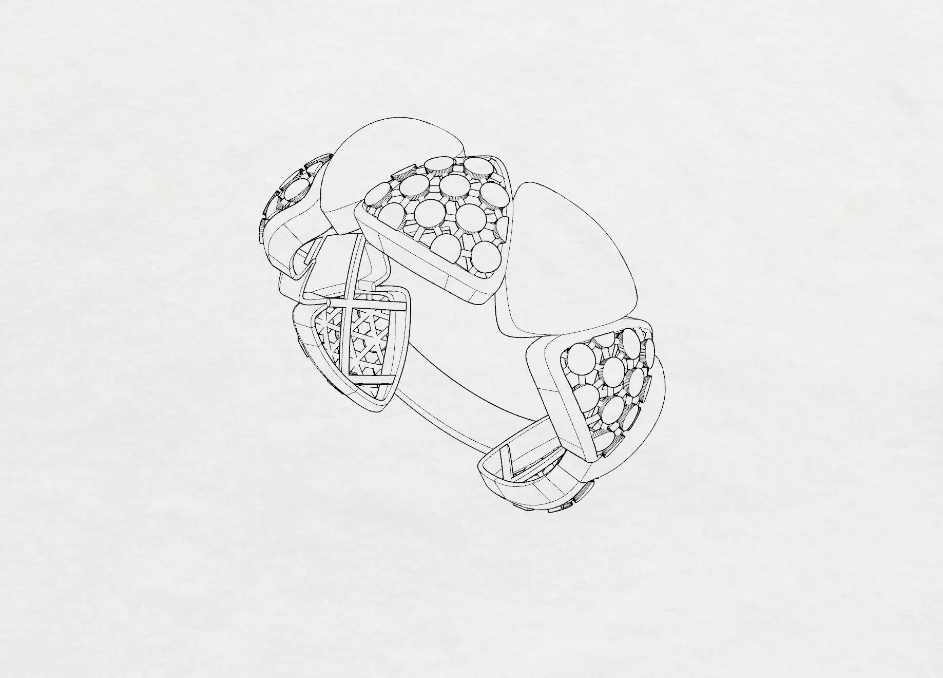 Geometric Lattice Gold Ring 3D print model_7