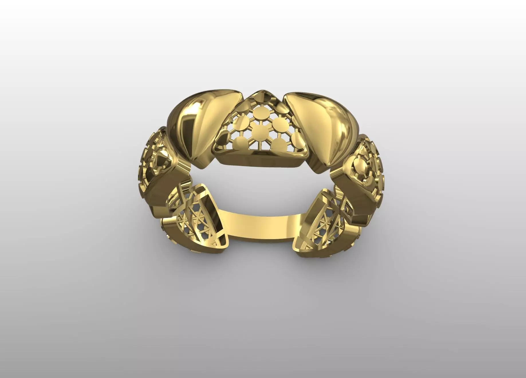 Geometric Lattice Gold Ring 3D print model_1
