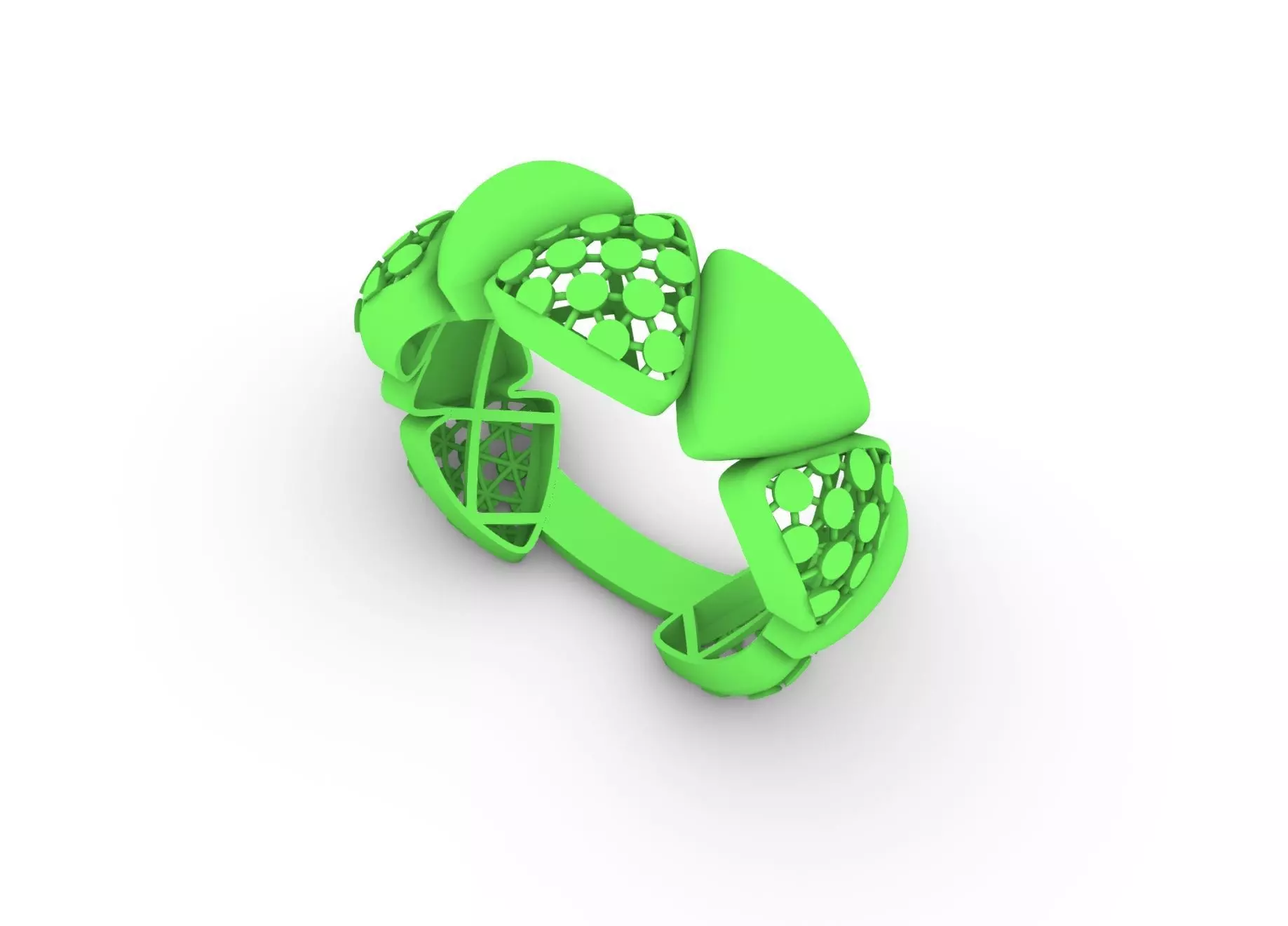 Geometric Lattice Gold Ring 3D print model_6