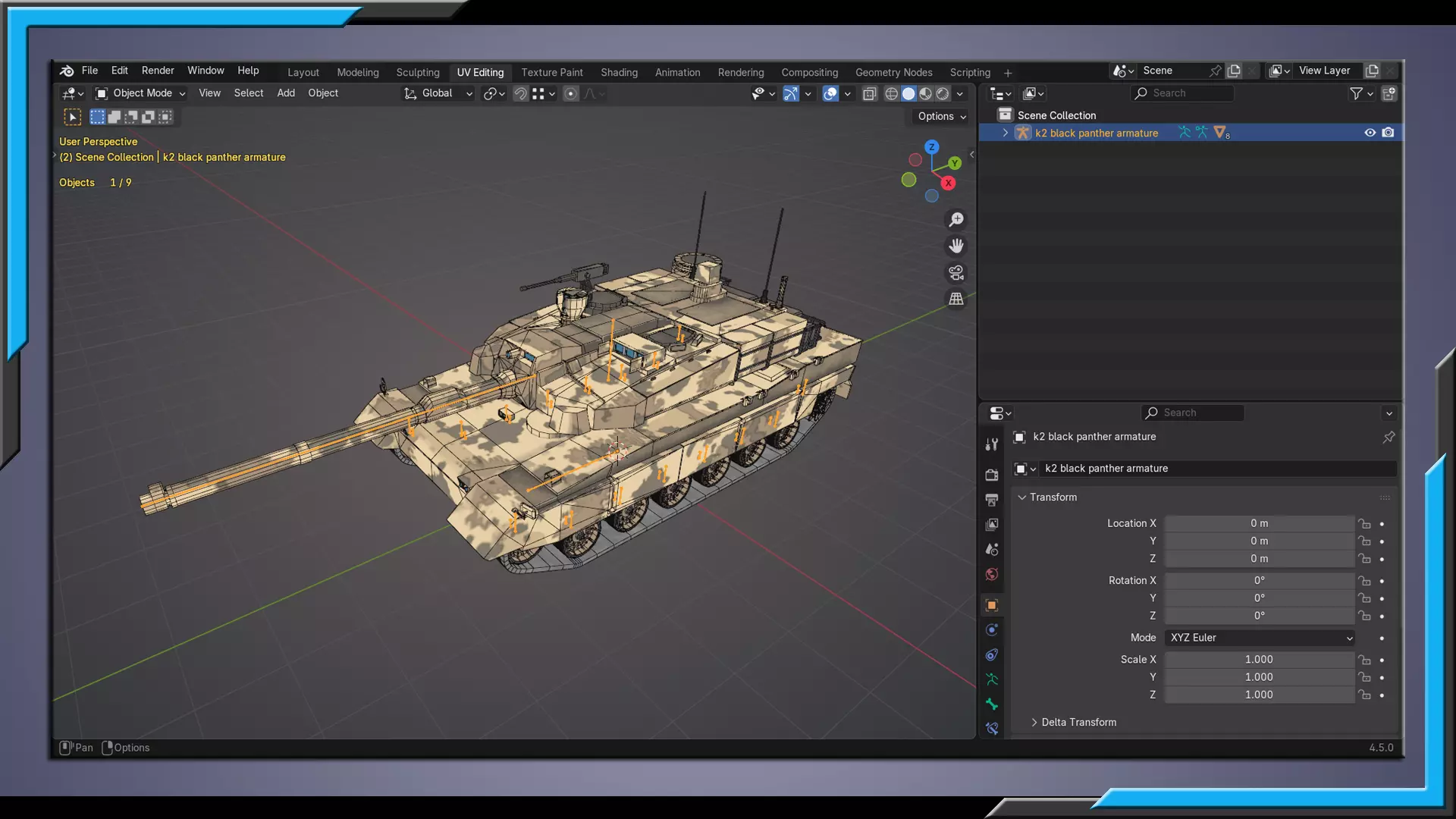 K2 Black Panther LowPoly-3D Model-6 Skins-4K tex-Rigged Tank Low-poly 3D model_10