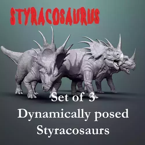 Set of 3 Styracosaurus models for 3d print
