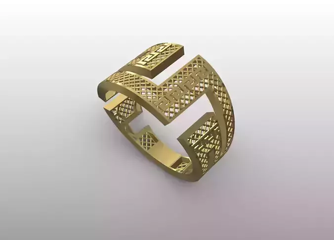 Geometric Mesh Gold Ring