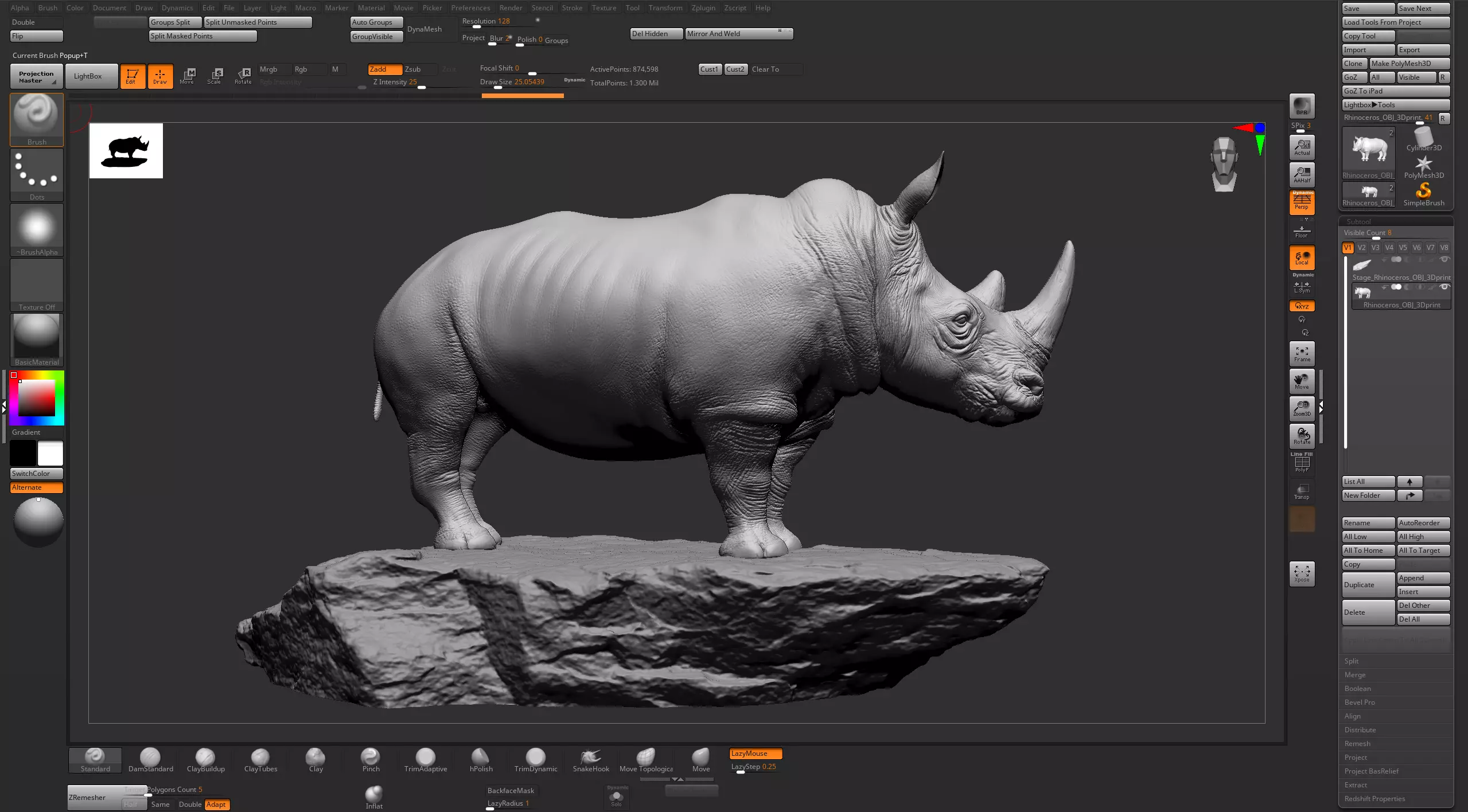 Rhinoceros 3D Printable 3D print model_7