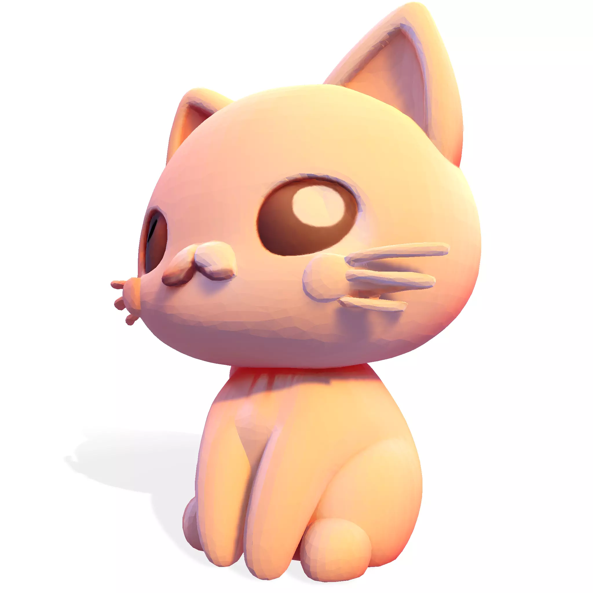 Low-Poly Chibi Cat for print 3D print model_1