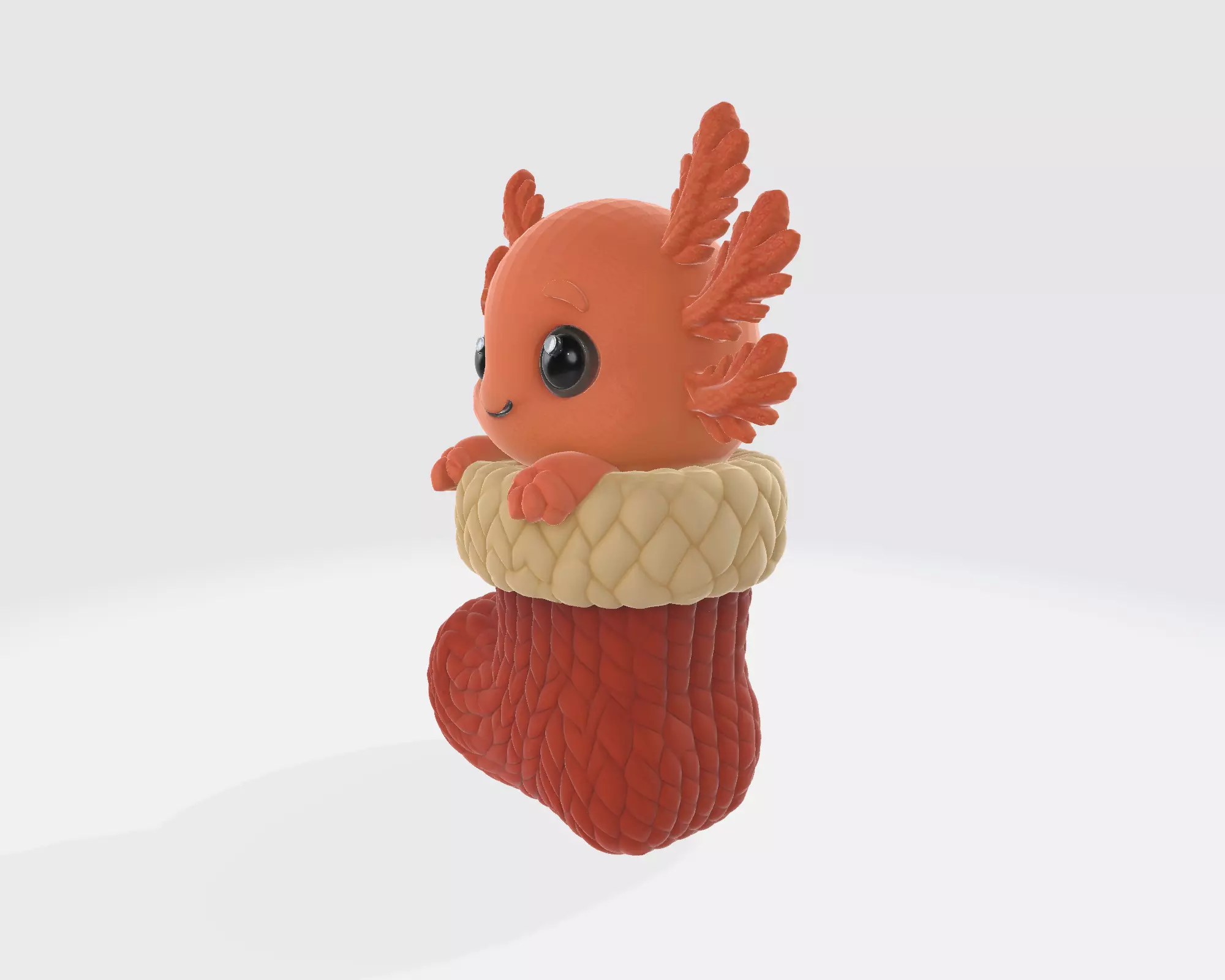 Cute Axolotl in Christmas Stocking Adorable Holiday Figurine 3D print model_5