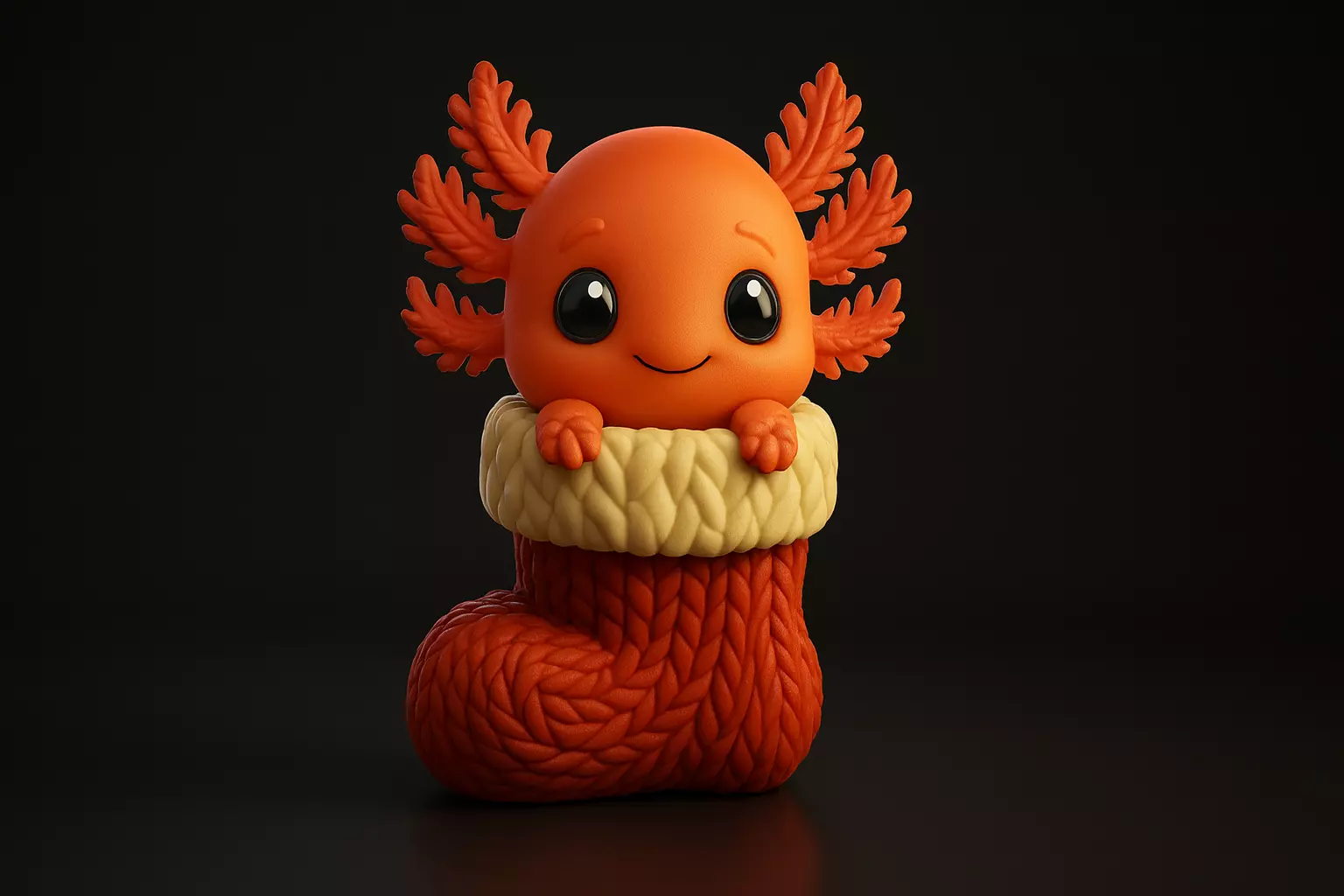 Cute Axolotl in Christmas Stocking Adorable Holiday Figurine 3D print model_0