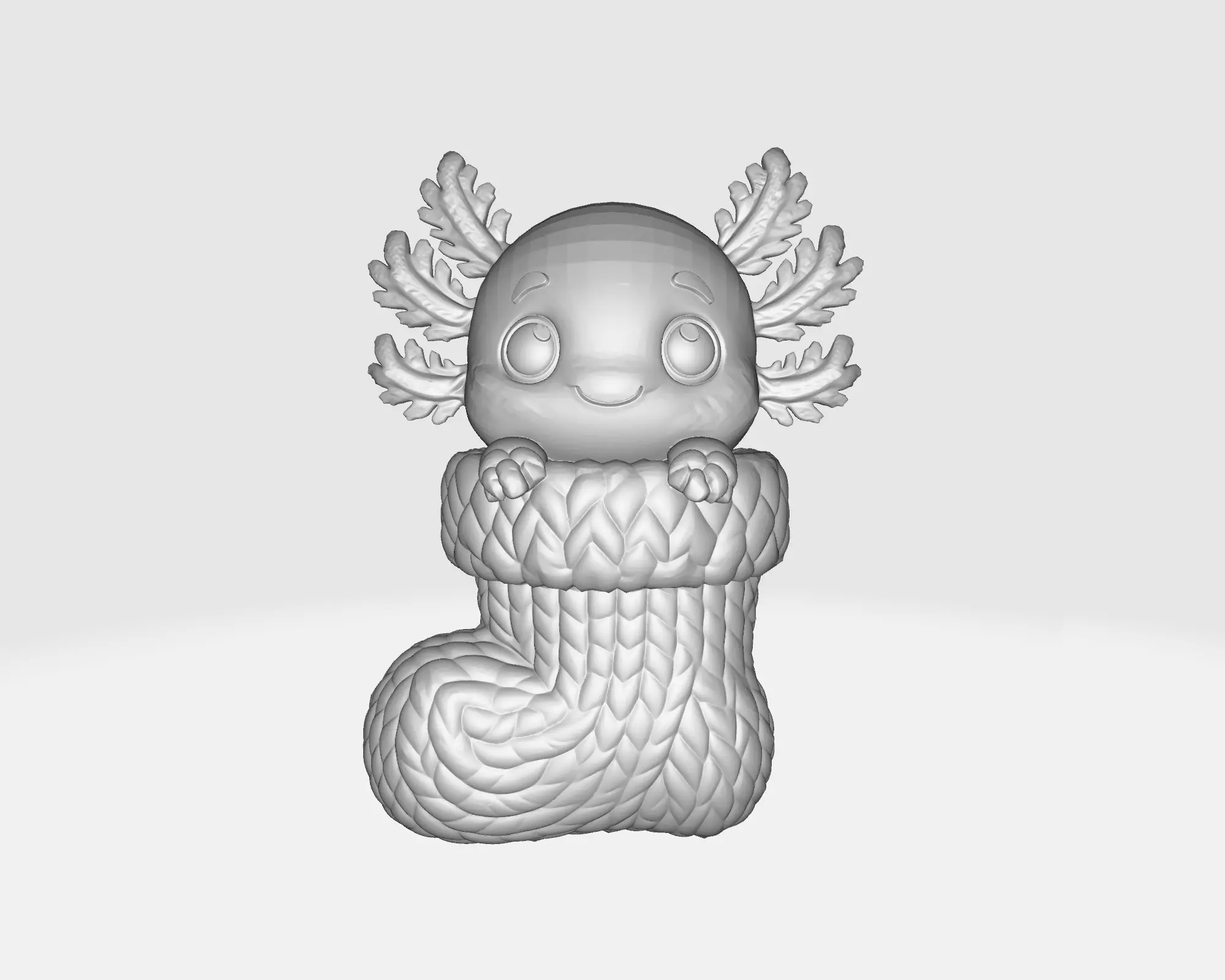 Cute Axolotl in Christmas Stocking Adorable Holiday Figurine 3D print model_1