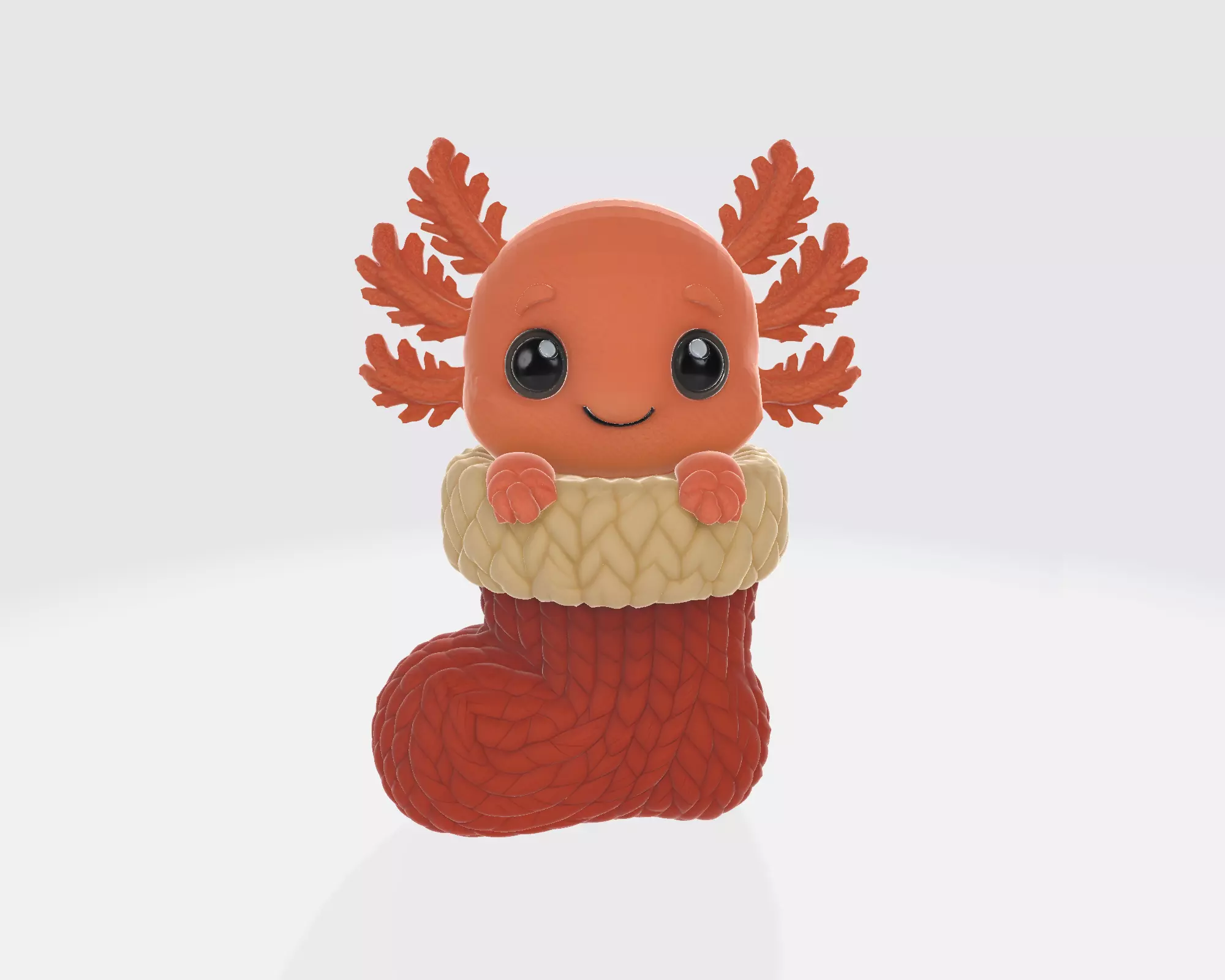 Cute Axolotl in Christmas Stocking Adorable Holiday Figurine 3D print model_4
