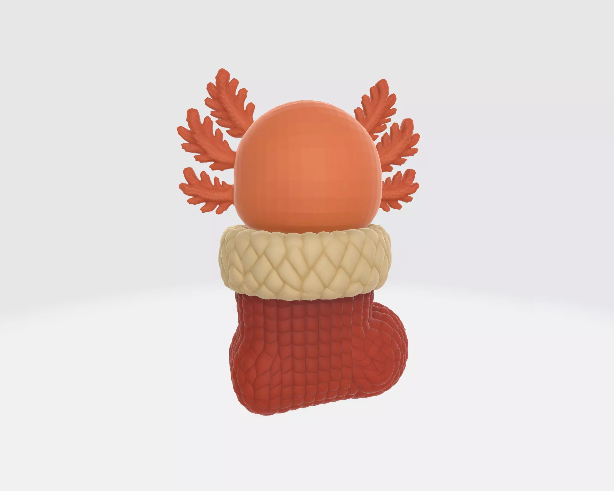 Cute Axolotl in Christmas Stocking Adorable Holiday Figurine 3D print model_6