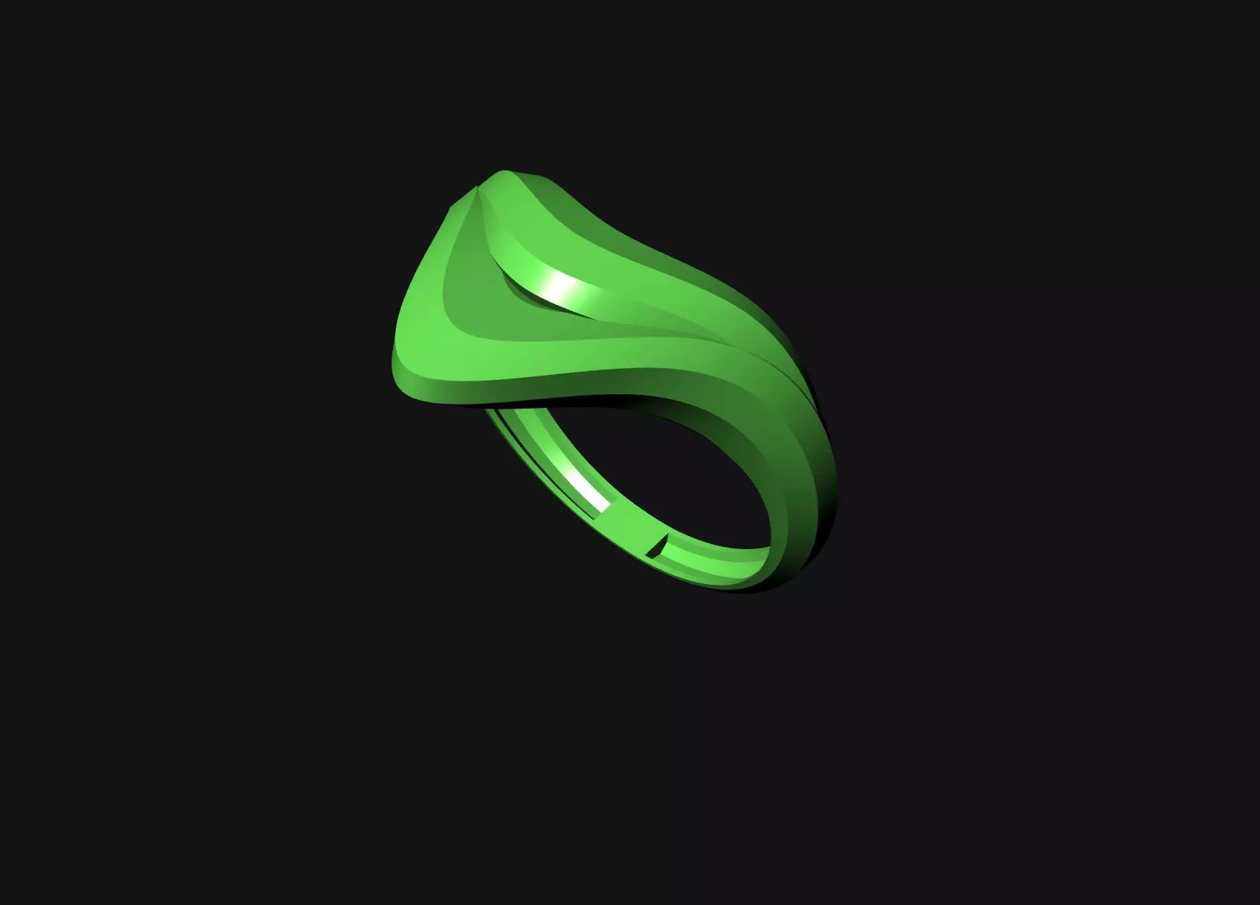 Flowing Wave Gold Ring 3D print model_6