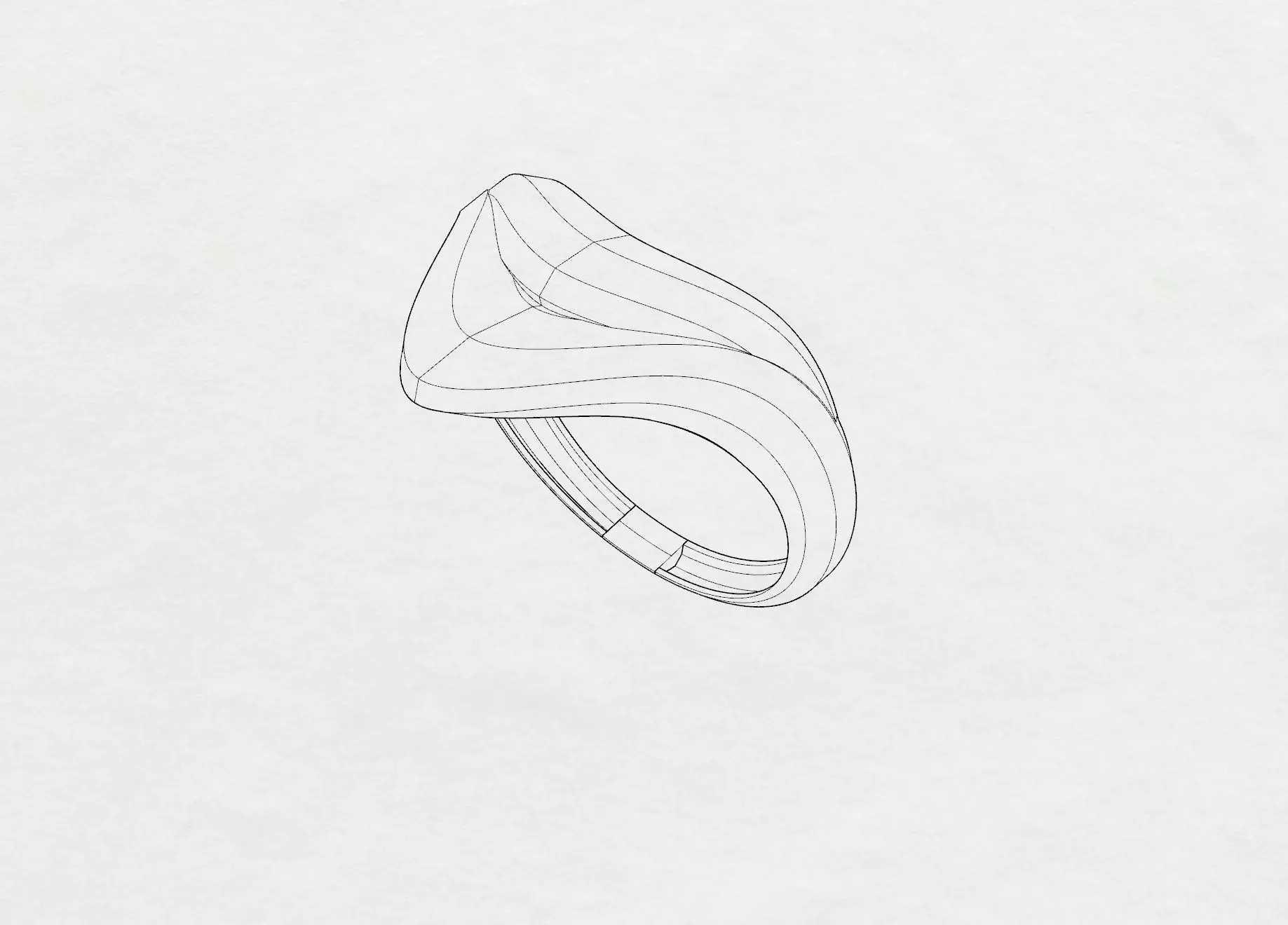 Flowing Wave Gold Ring 3D print model_7