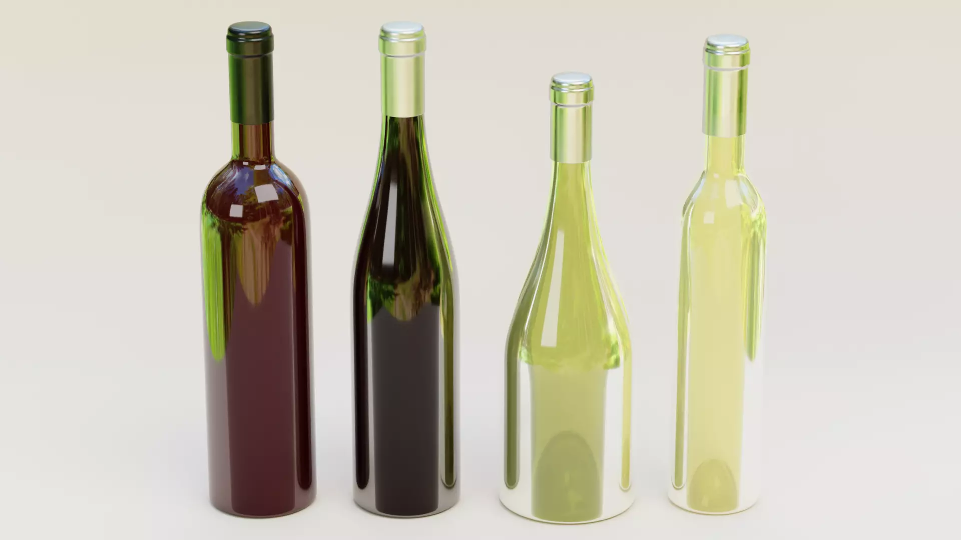 -Wine Bottles- Low-poly 3D model_1