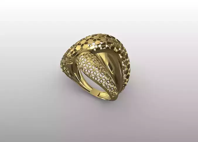 Honeycomb Dome Gold Ring