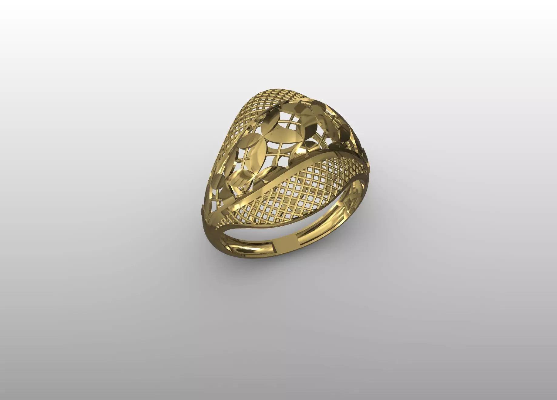 Lattice Petal Gold Ring 3D print model_1