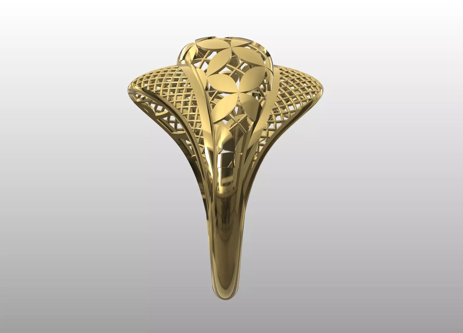 Lattice Petal Gold Ring 3D print model_5