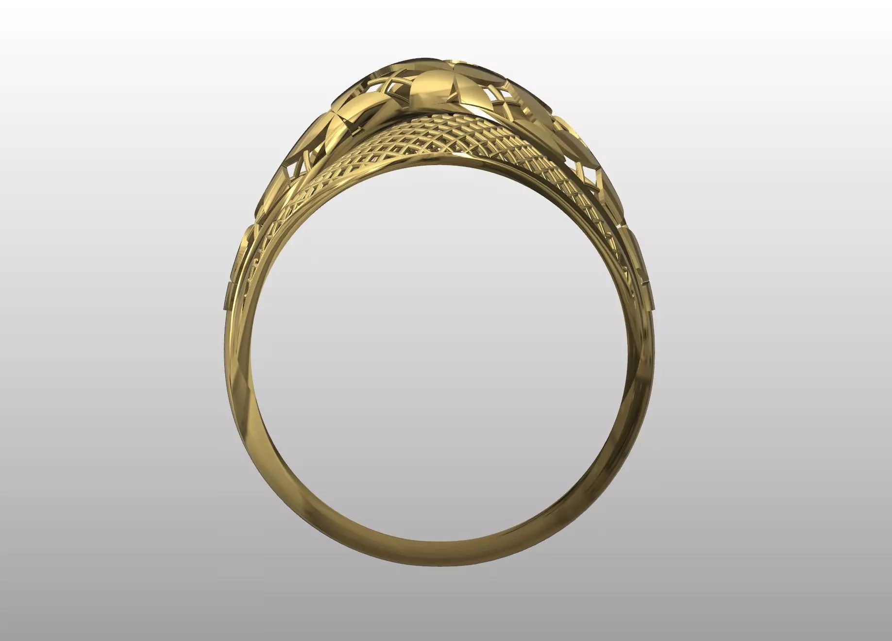 Lattice Petal Gold Ring 3D print model_3
