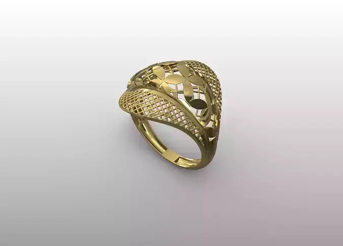 Lattice Petal Gold Ring