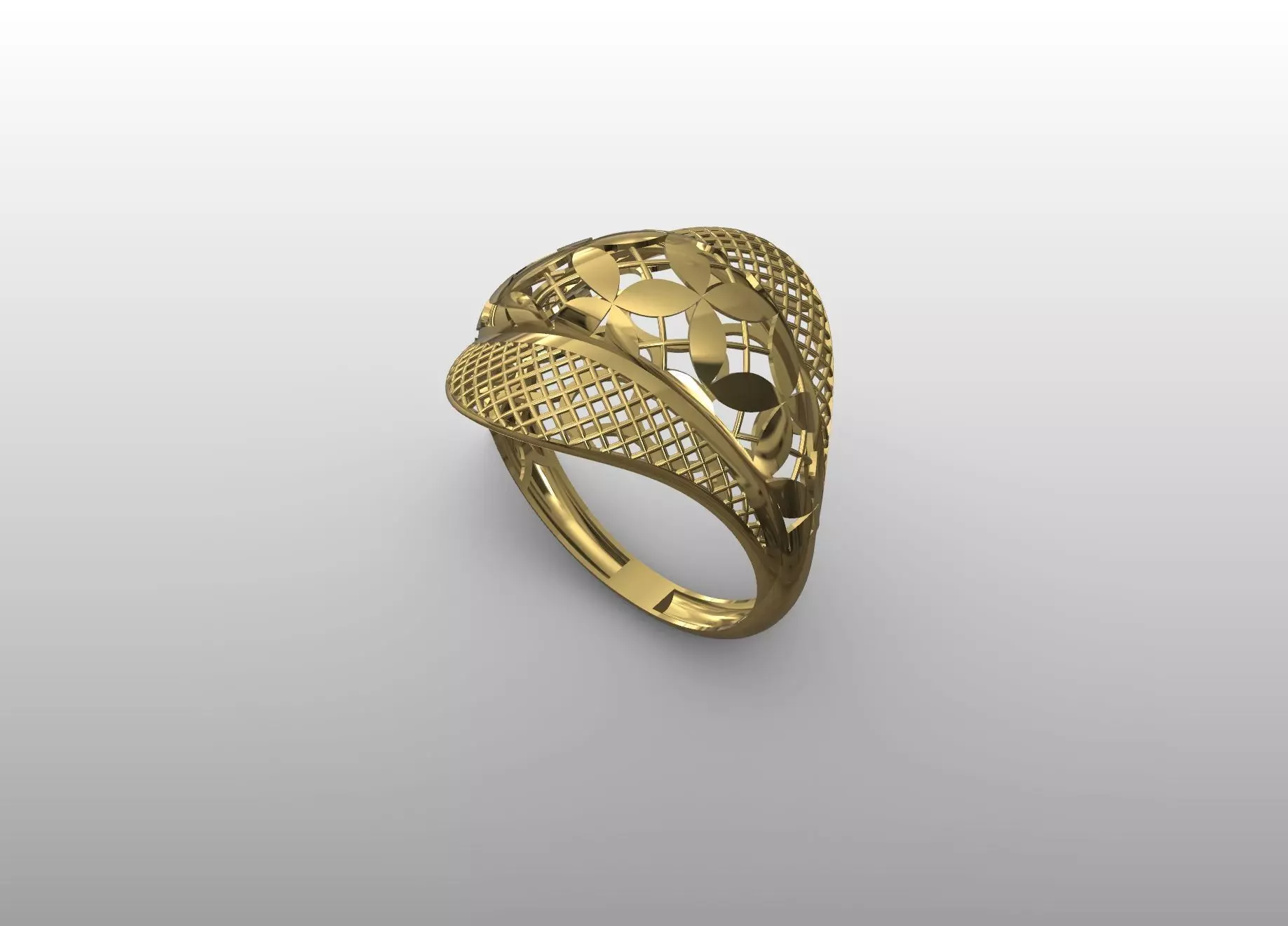 Lattice Petal Gold Ring 3D print model_0