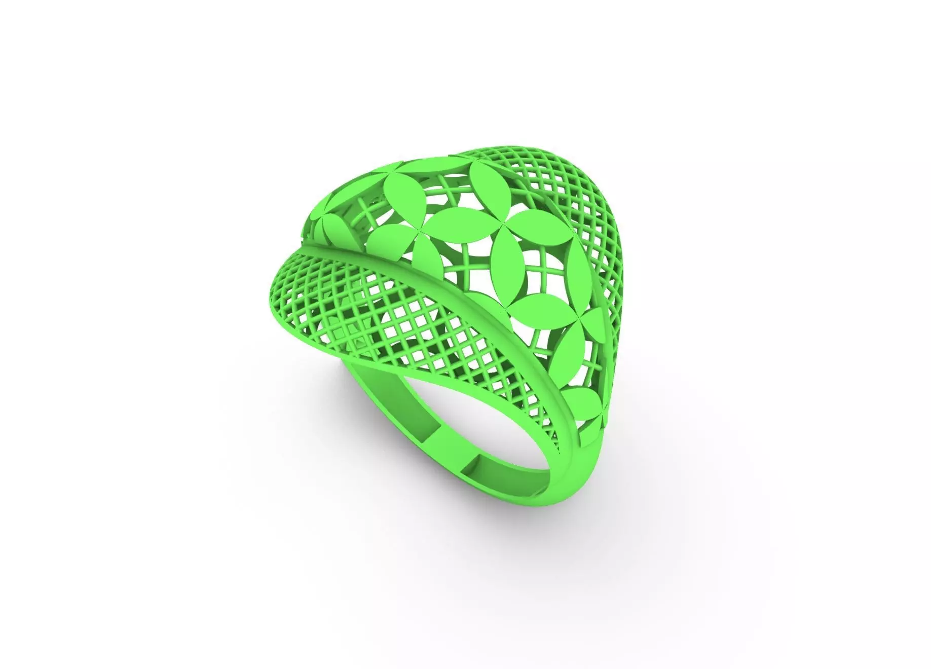 Lattice Petal Gold Ring 3D print model_6