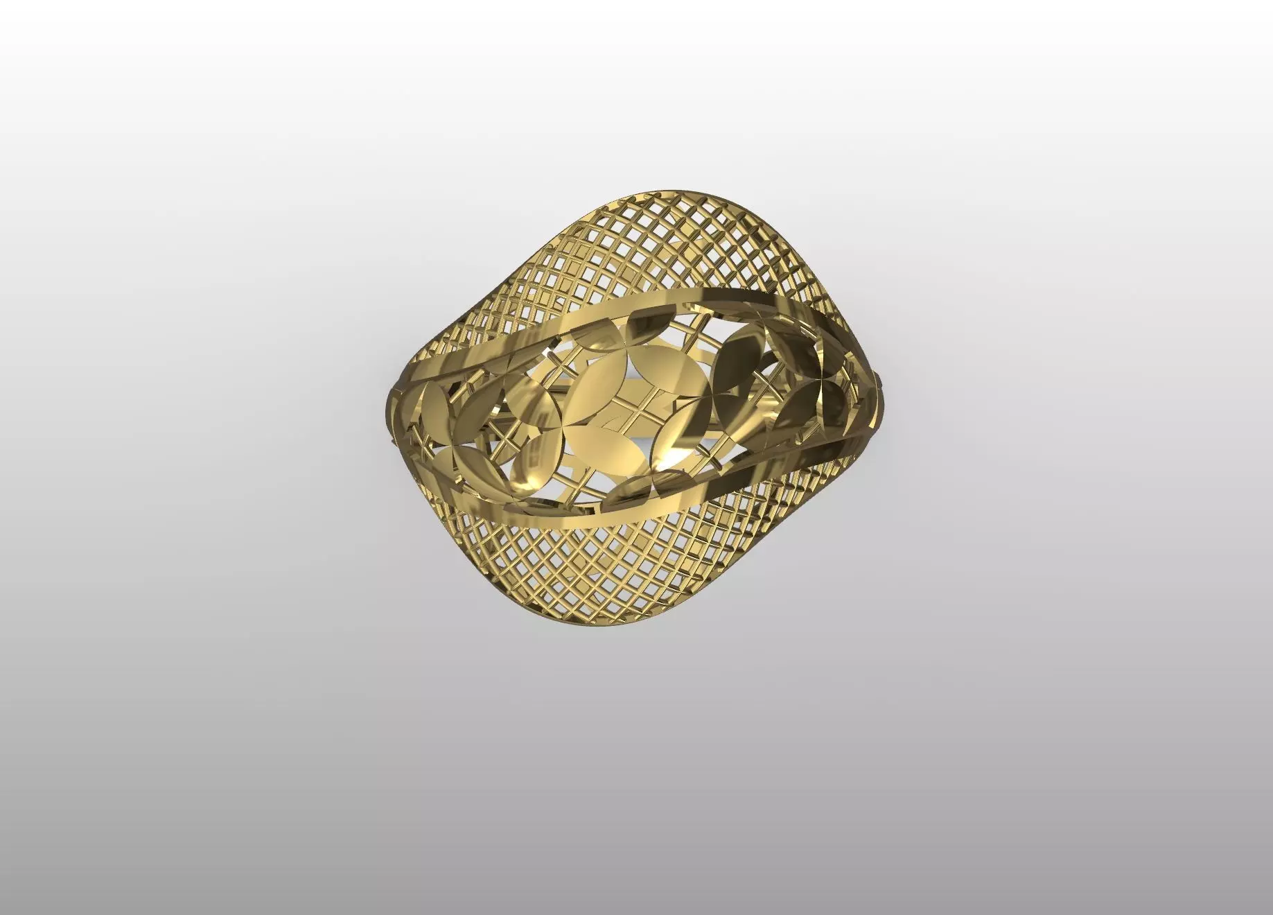 Lattice Petal Gold Ring 3D print model_4