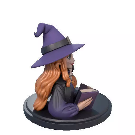 2717Halloween Witch with Spell book Skull Raven and Pumpkin 3D print model_17