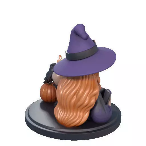 2717Halloween Witch with Spell book Skull Raven and Pumpkin 3D print model_21