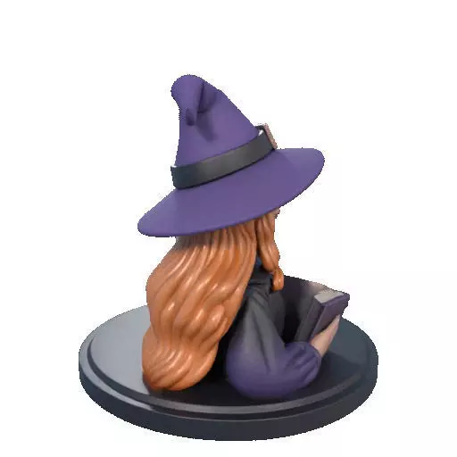 2717Halloween Witch with Spell book Skull Raven and Pumpkin 3D print model_19