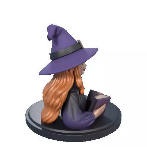 2717Halloween Witch with Spell book Skull Raven and Pumpkin 3D print model_18