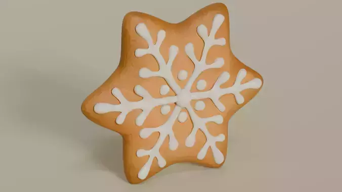 Gingerbread Star Cookie 3D Model - Christmas Holiday Dessert