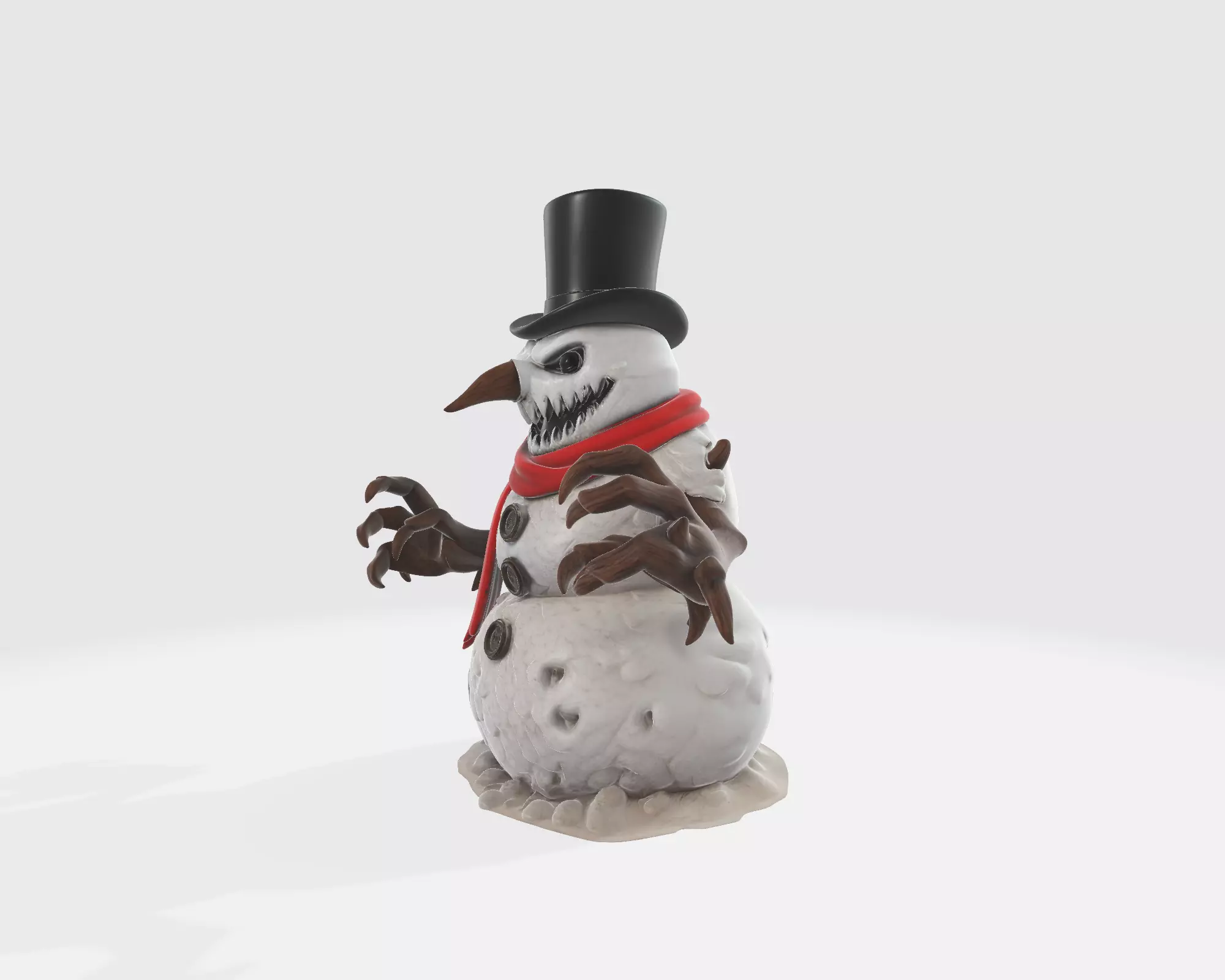 Evil Snowman Creepy Winter Decor Horror Snowman Figurine 3D print model_5
