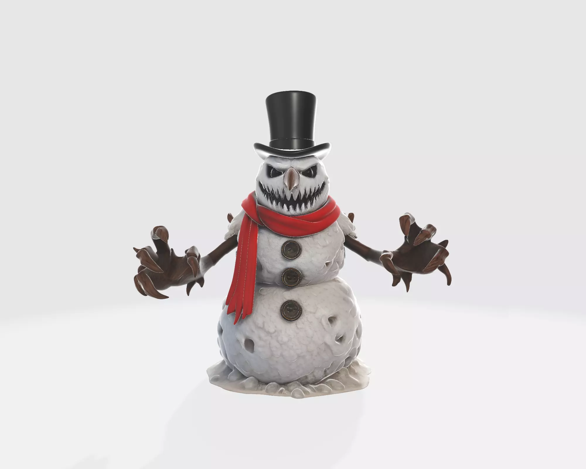 Evil Snowman Creepy Winter Decor Horror Snowman Figurine 3D print model_4