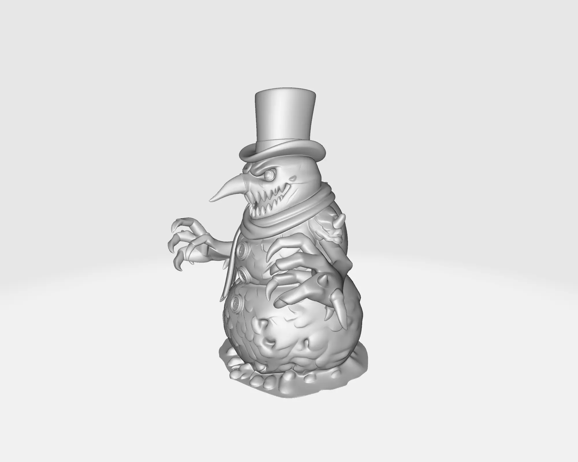 Evil Snowman Creepy Winter Decor Horror Snowman Figurine 3D print model_1