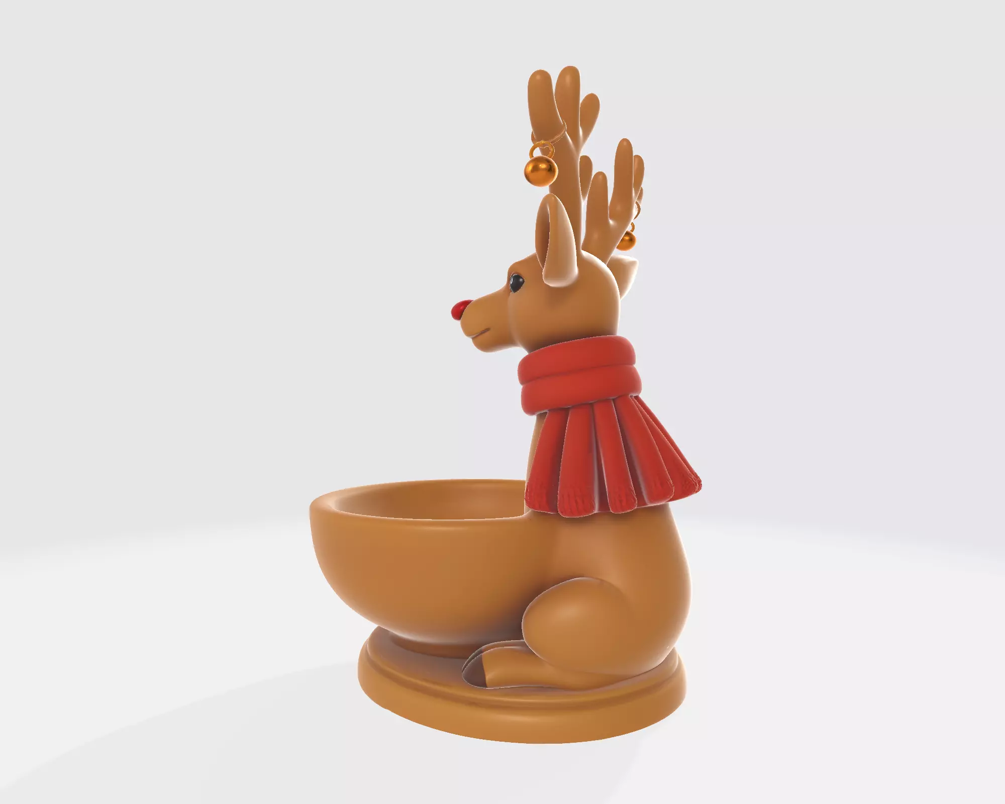 Christmas Reindeer Bowl Festive Rudolph Candy Dish Holiday 3D print model_5