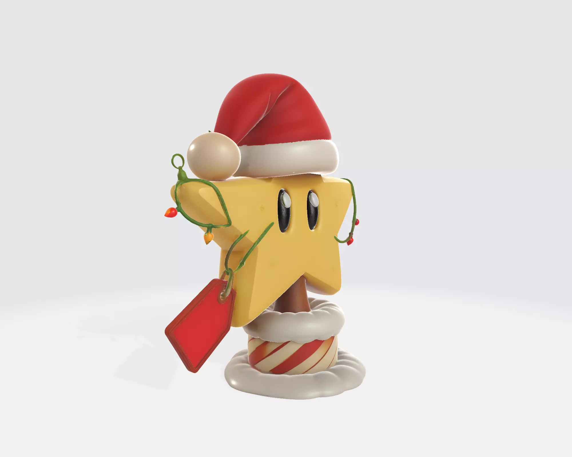 Festive Star Ornament Christmas Mario Star with Santa Hat 3D print model_6