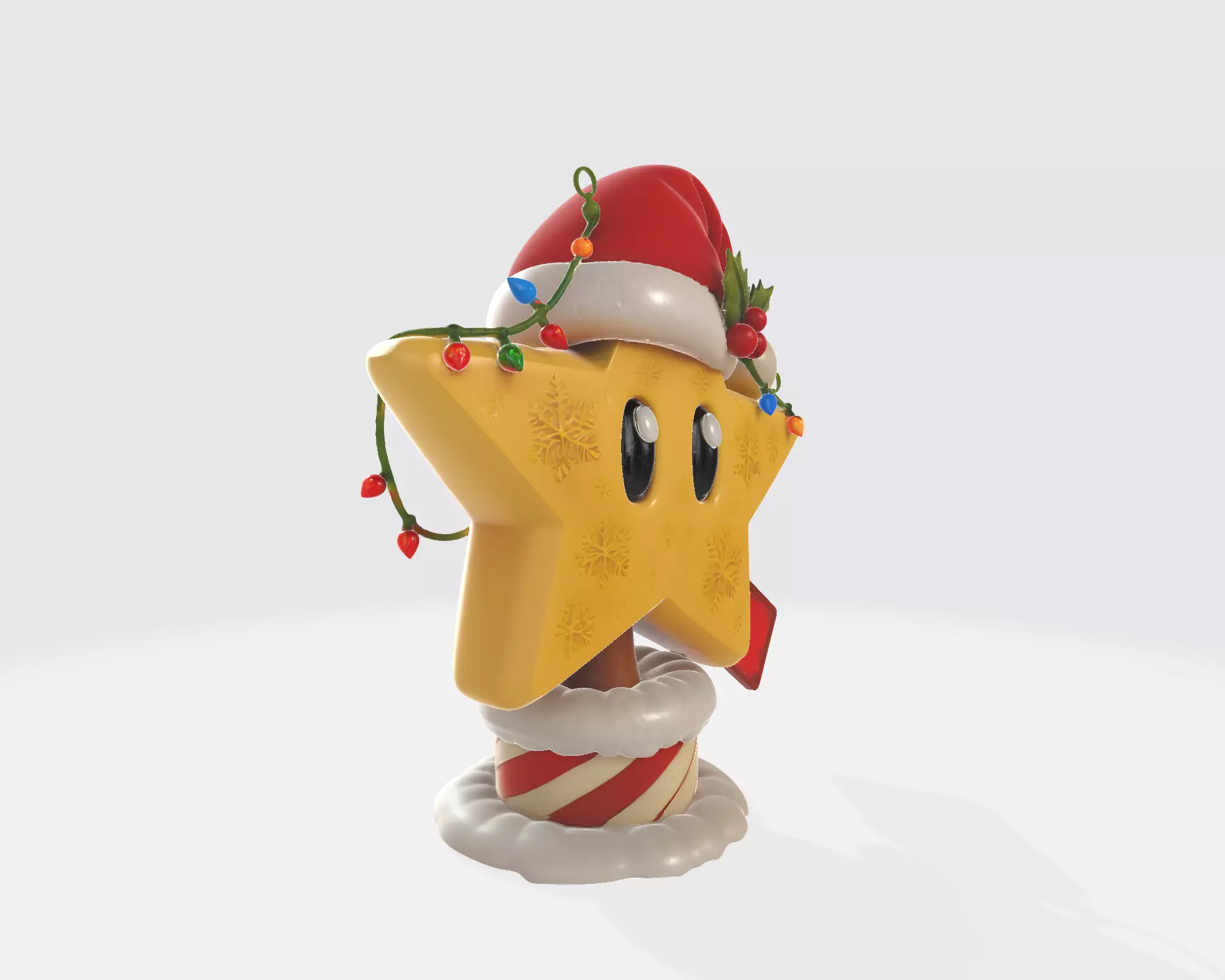Festive Star Ornament Christmas Mario Star with Santa Hat 3D print model_7