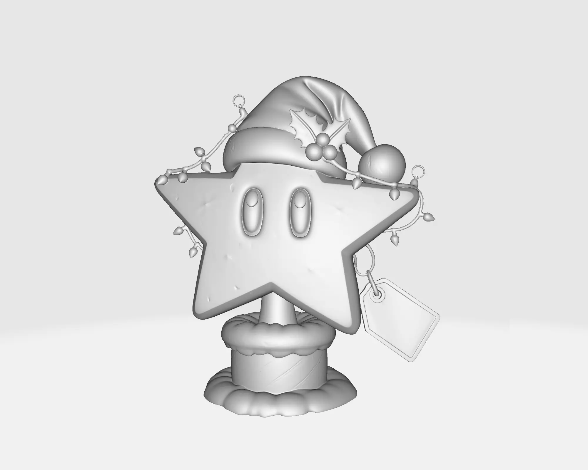 Festive Star Ornament Christmas Mario Star with Santa Hat 3D print model_1