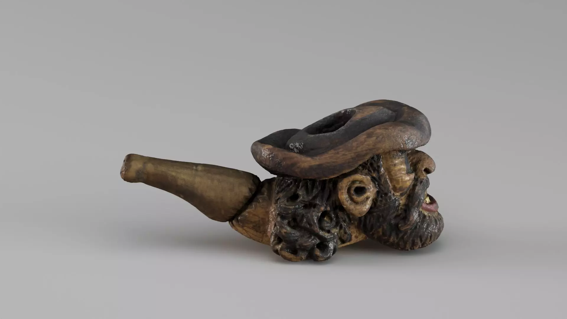 S00050 Vintage Carved Pipe Low-poly 3D model_4