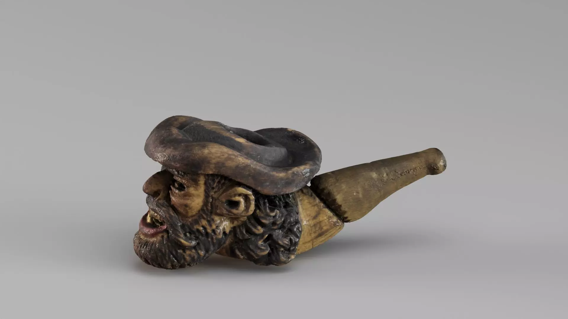 S00050 Vintage Carved Pipe Low-poly 3D model_7