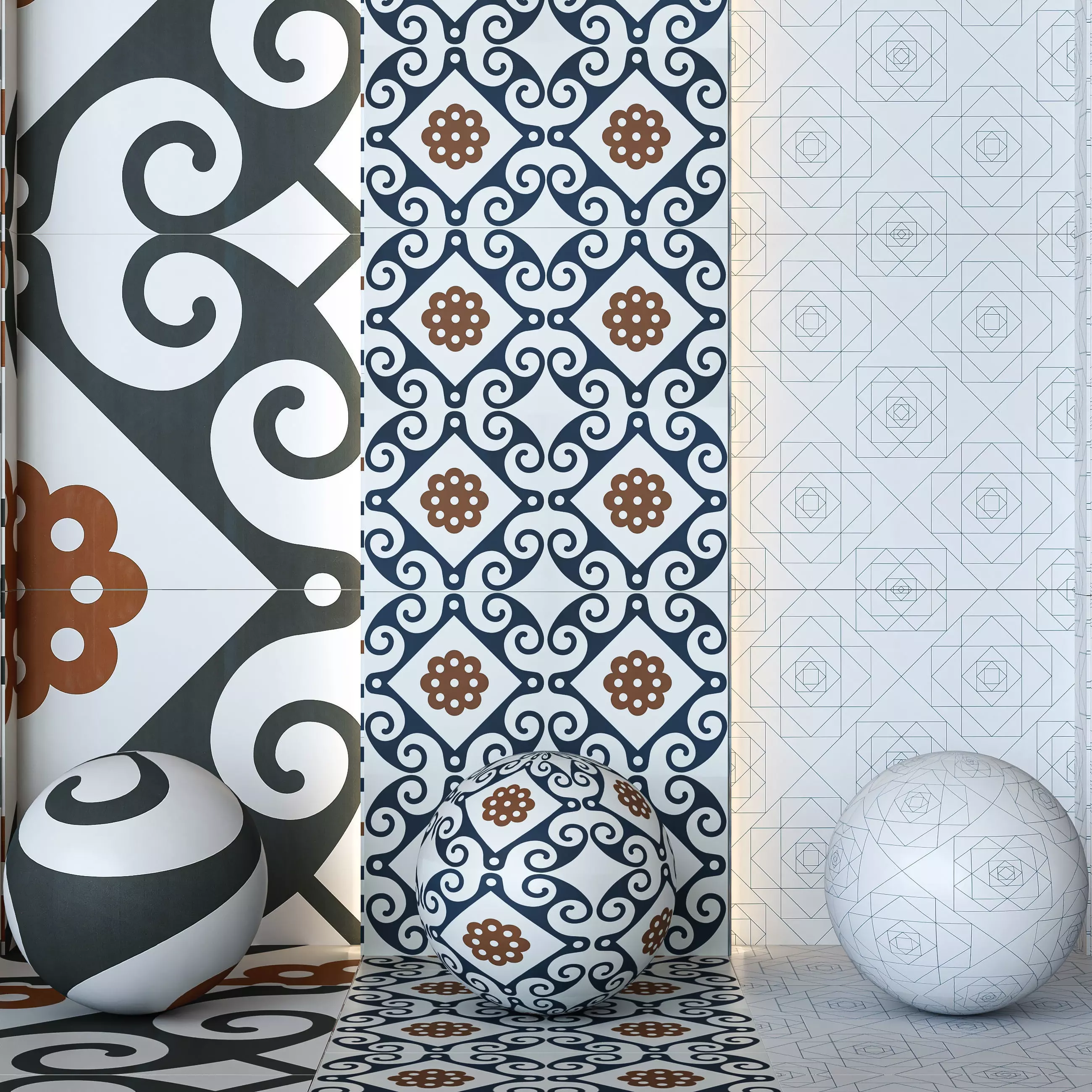 Refin Ceramiche Frame Collection - Decorative Tiles -Set of 11 Texture_1