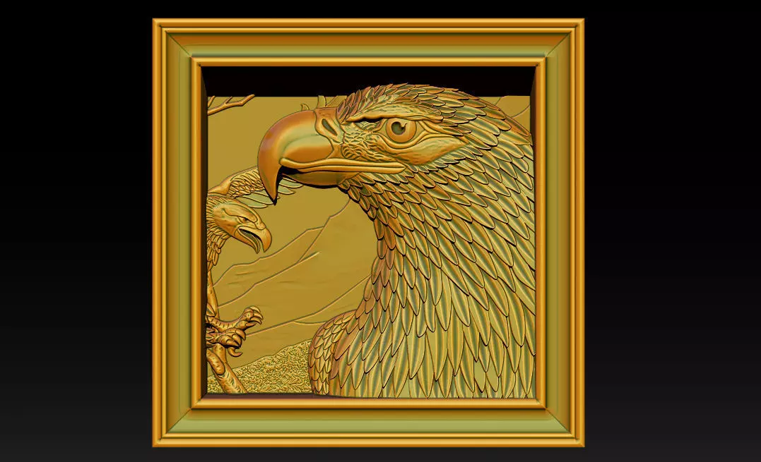 American Eagle 3D Relief Model - STL - OBJ - ZTL 3D print model_11