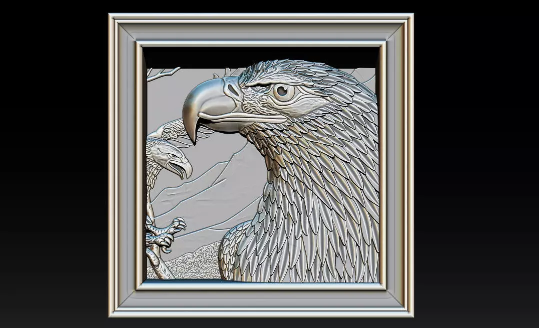 American Eagle 3D Relief Model - STL - OBJ - ZTL 3D print model_12