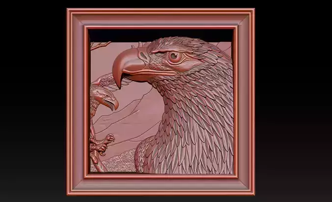 American Eagle 3D Relief Model - STL - OBJ - ZTL