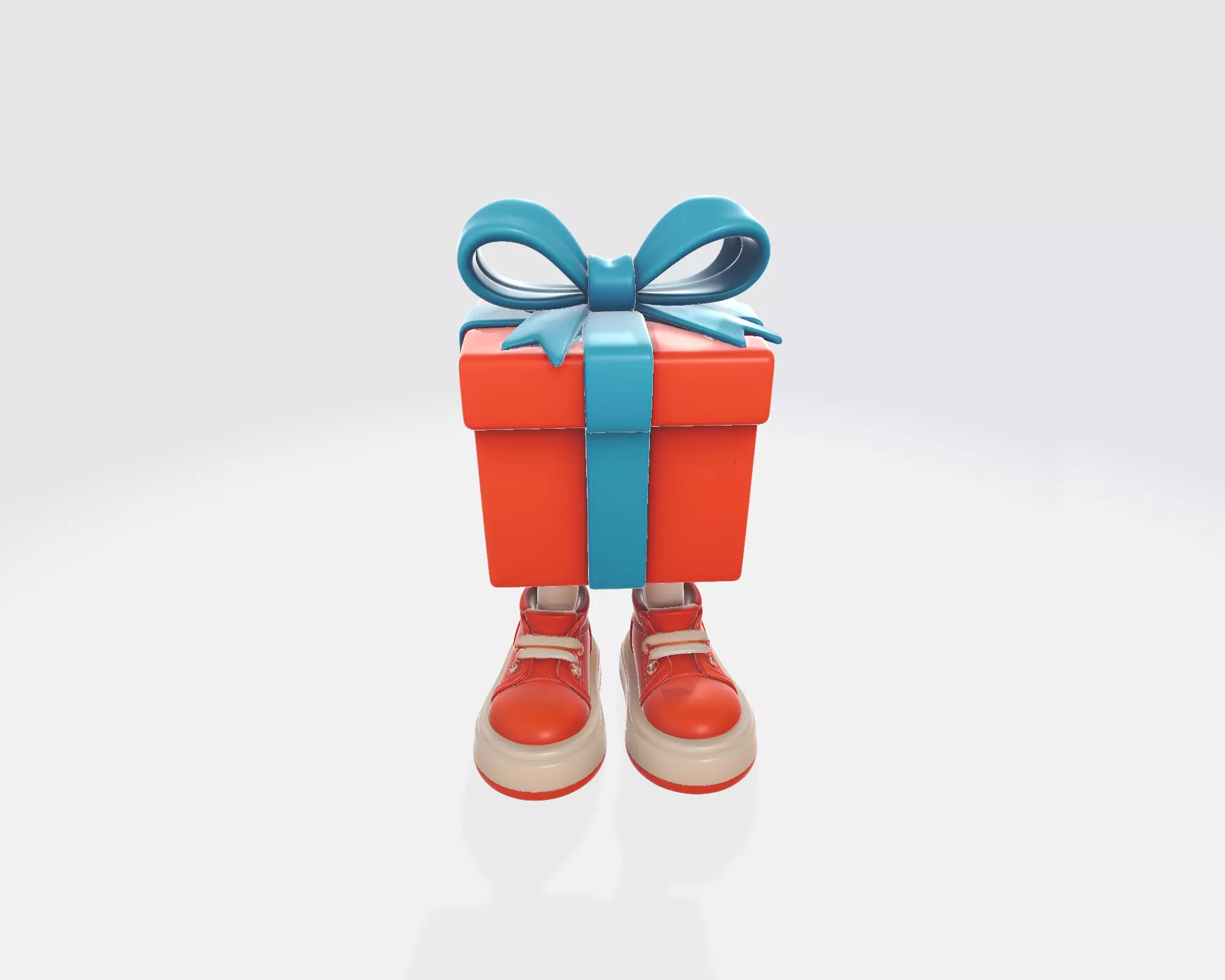 Cute Walking Gift Box Figurine Decorative Character Whimsical 3D print model_4