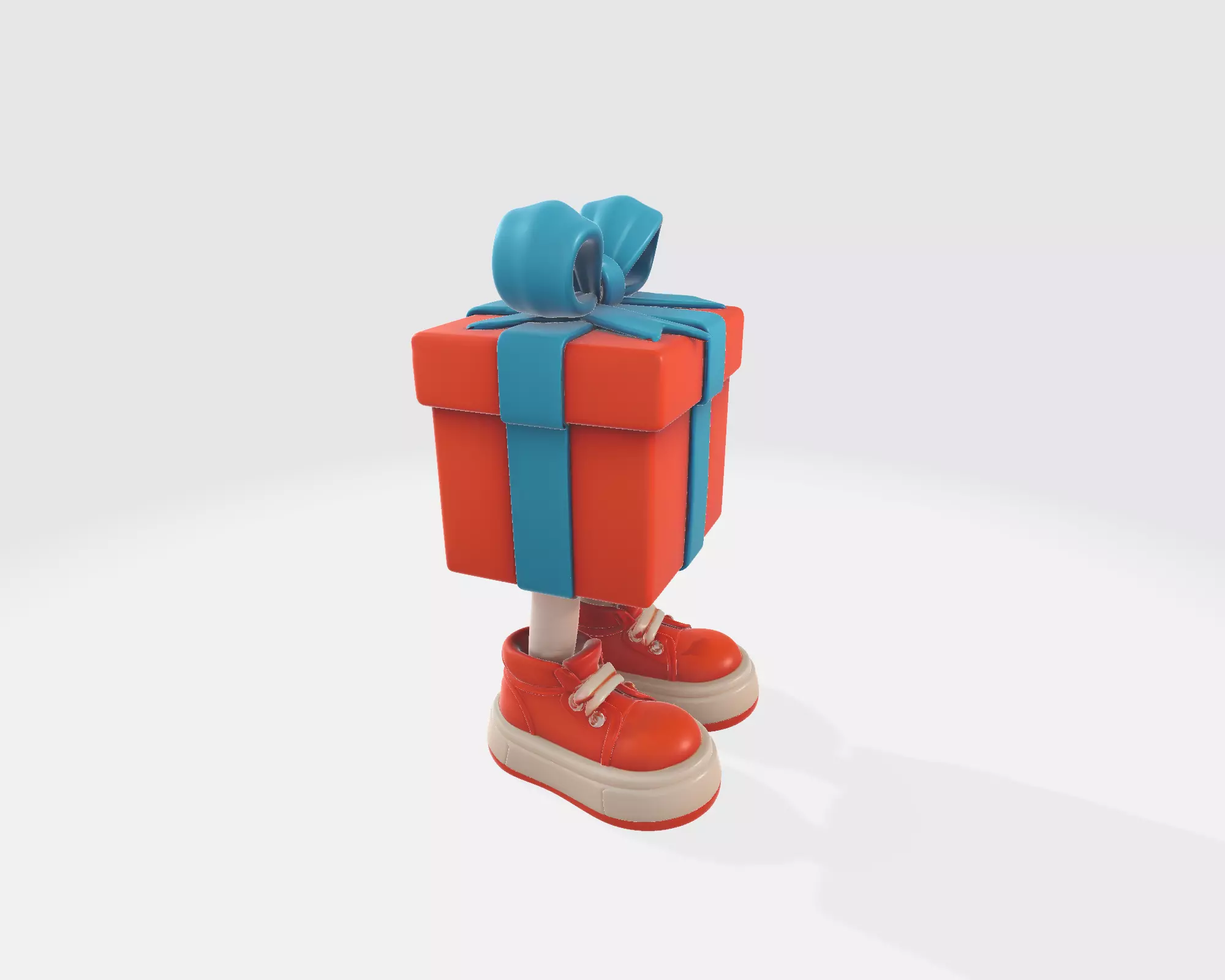 Cute Walking Gift Box Figurine Decorative Character Whimsical 3D print model_7