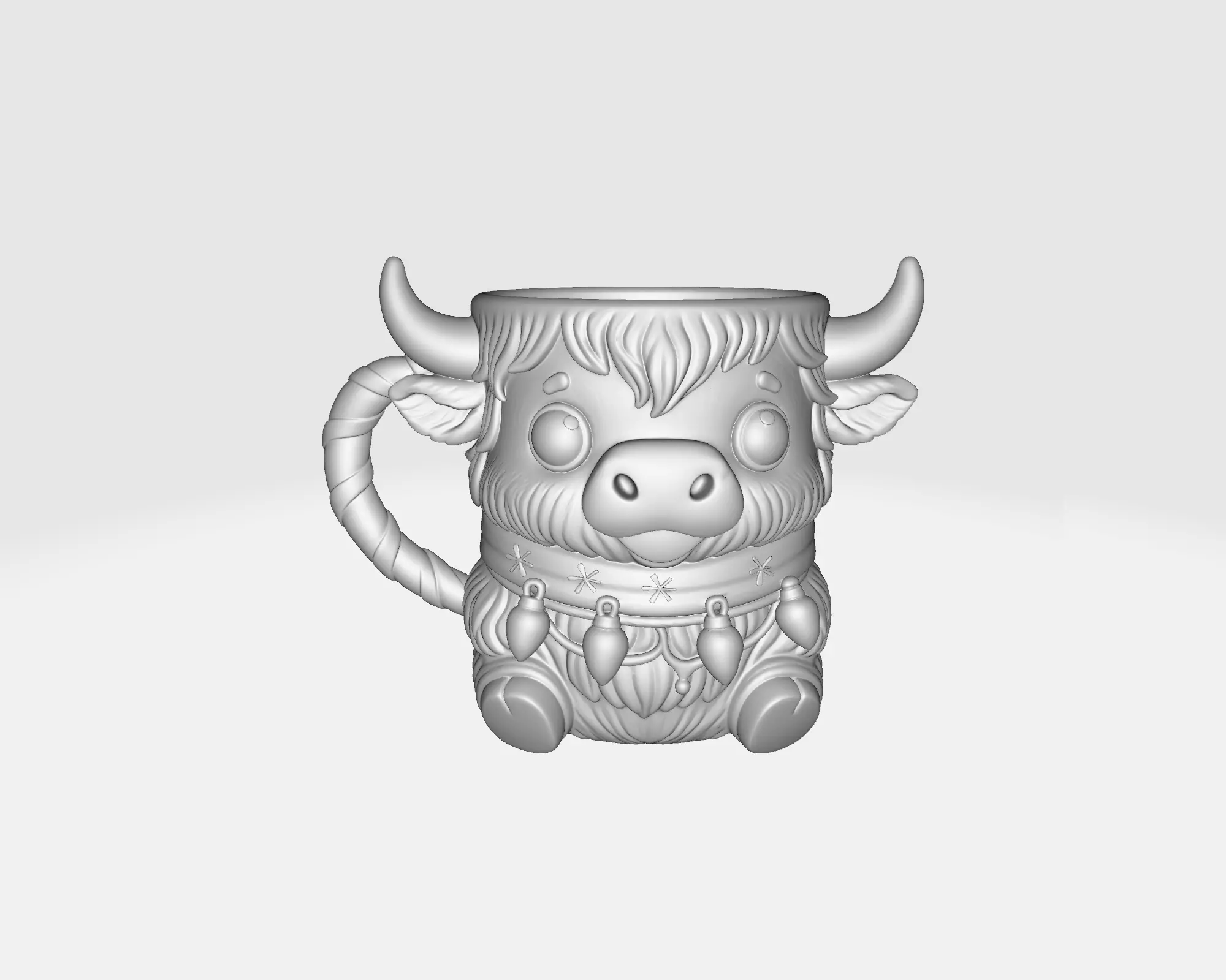 Adorable Highland Cow Christmas Mug Cute Animal Cup Festive Cow 3D print model_2