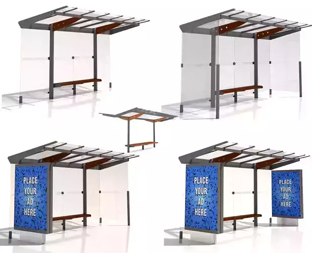 MMCite Regio Bus Shelter Collection 3D model