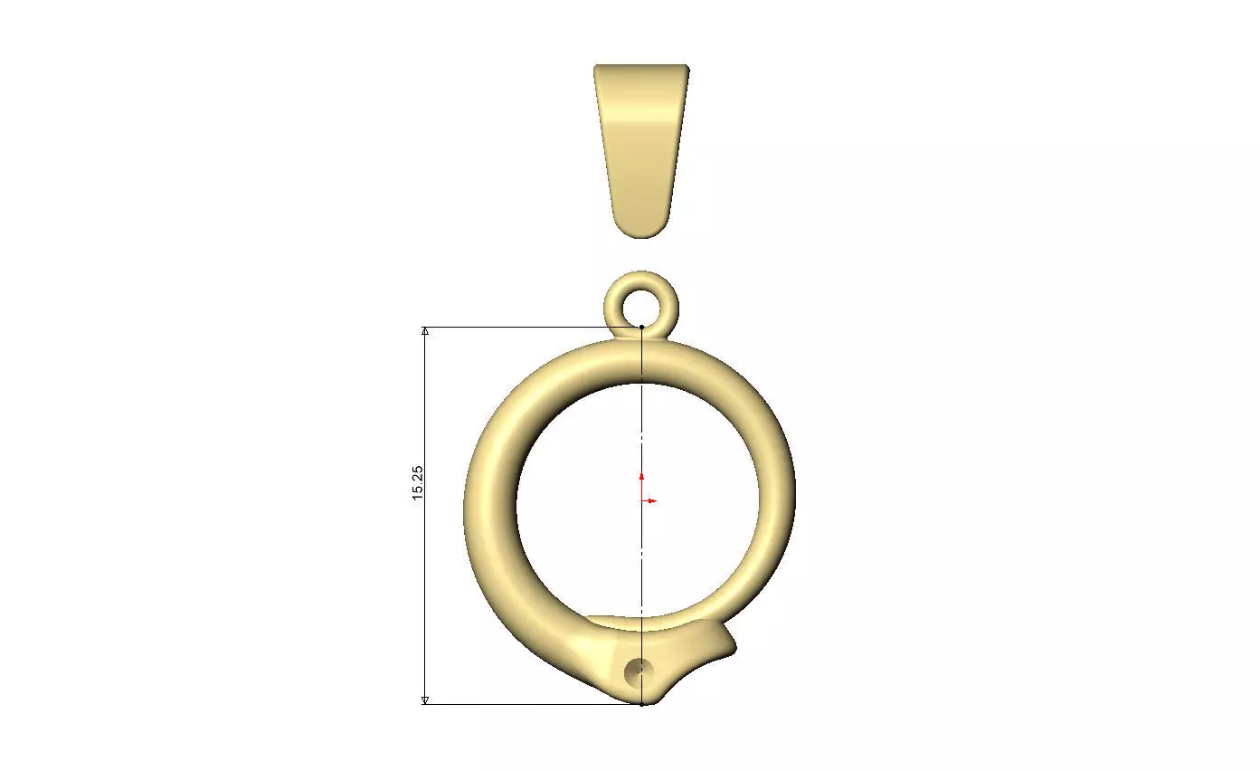 Diamond eyes minimalist serpent head pendant charm with bail 3D print model_4