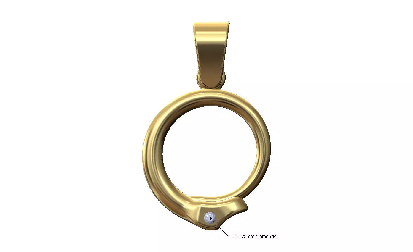 Diamond eyes minimalist serpent head pendant charm with bail 3D print model_0