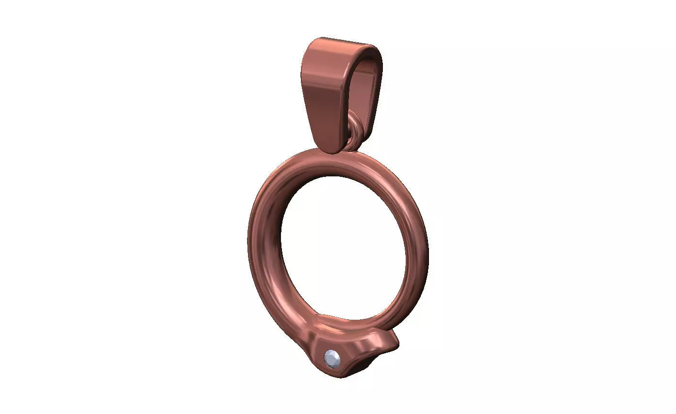 Diamond eyes minimalist serpent head pendant charm with bail 3D print model_9