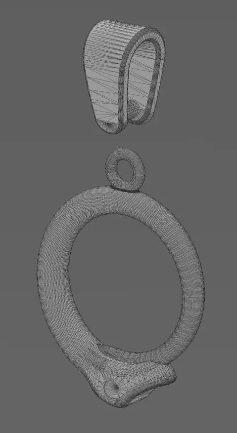 Diamond eyes minimalist serpent head pendant charm with bail 3D print model_11